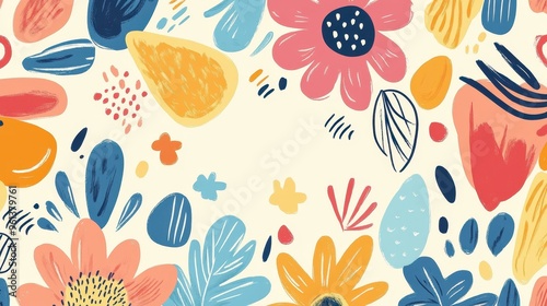 Explore a vibrant floral doodle background vector set. Perfect for prints, wallpapers, and modern home decor.