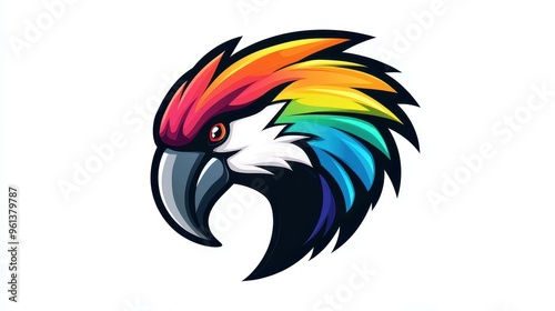 Vibrant esport logo vector featuring a buceros hornbill, showcasing a lively color palette on a crisp white background. photo