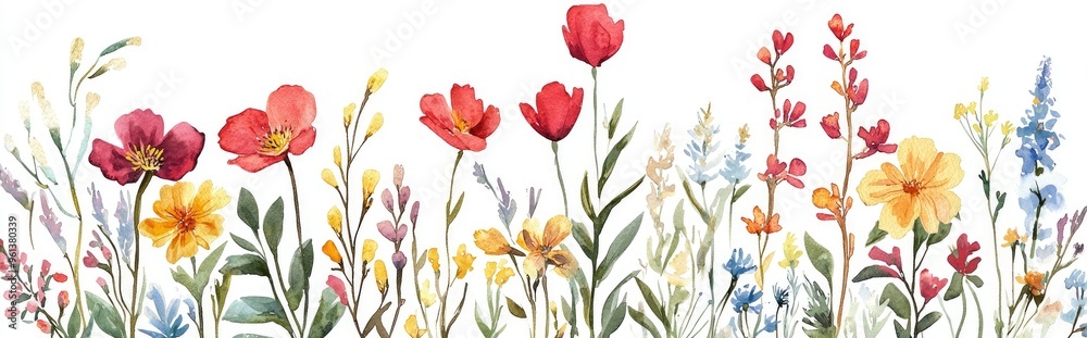 A Captivating Display of Watercolor Flowers: Embrace Nature's Vibrant Palette in Artistic Floral Illustration