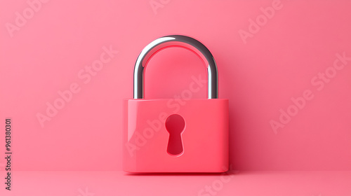 Pink Padlock on Pink Background - Security Concept