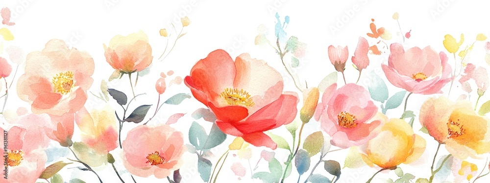 Delicate Watercolor Flower Arrangement Capturing the Essence of Spring Delicate Watercolor Flower Arrangement Capturing the Essence of Spring
