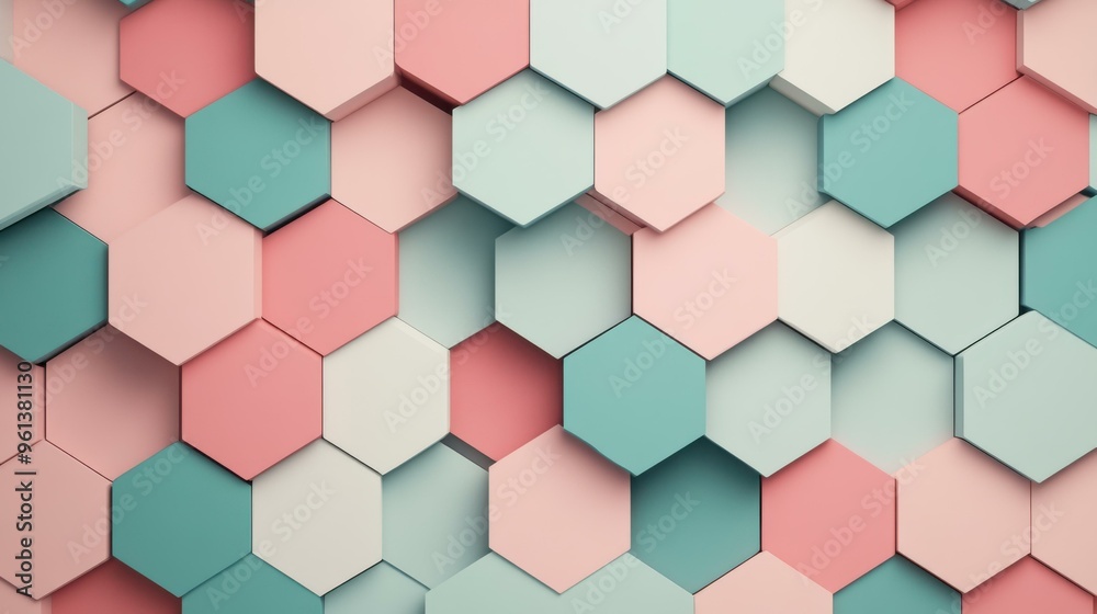Abstract vector landscape showcases a virtual world filled with hexagons, using modern flat illustration and textures. Abstract vector landscape showcases a virtual world filled with hexagons, using modern flat illustration and textures.