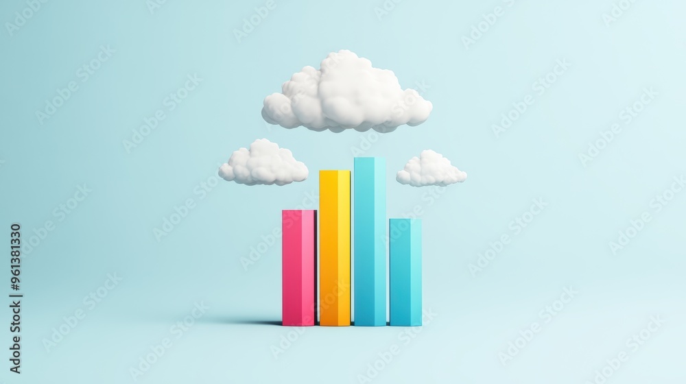 A colorful bar graph showcasing the growth of cloud based software services, illustrating the increasing reliance on these solutions. A colorful bar graph showcasing the growth of cloud based software services, illustrating the increasing reliance on these solutions.