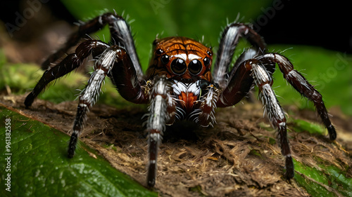 Wallpaper Mural Macro Photography of a Jumping Spider: A captivating closeup of a small, brown jumping spider with large, prominent eyes, showcasing the intricate details of its anatomy and the beauty of nature.   Torontodigital.ca