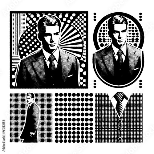 businessman vector in black and white design