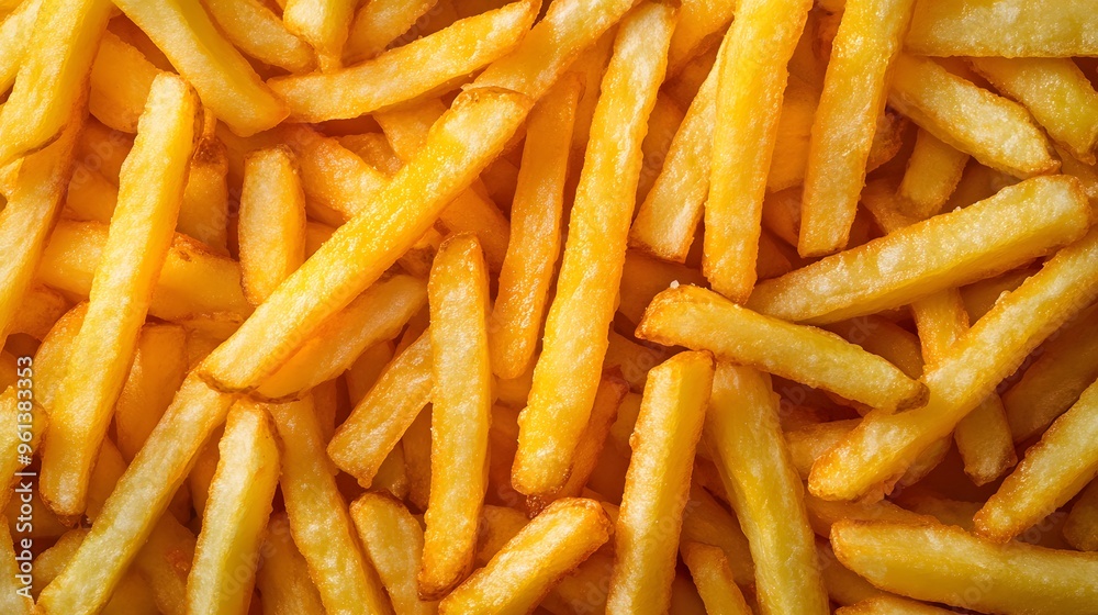 Close-up of crispy, golden, tasty french fries Close-up of crispy, golden, tasty french fries