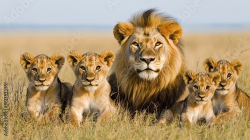 Lion Pride Family Group Africa Savannah Wildlife Safari