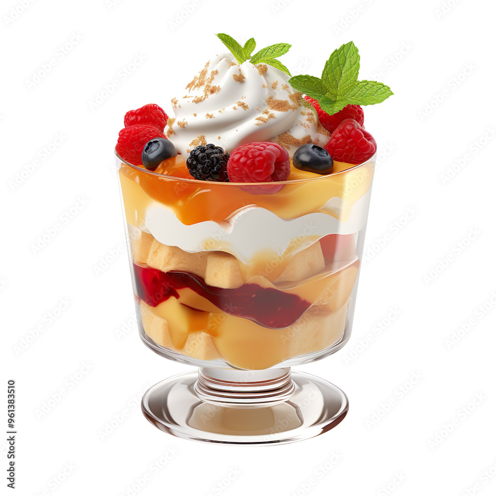 Dessert in glass isolated on transparent and white background