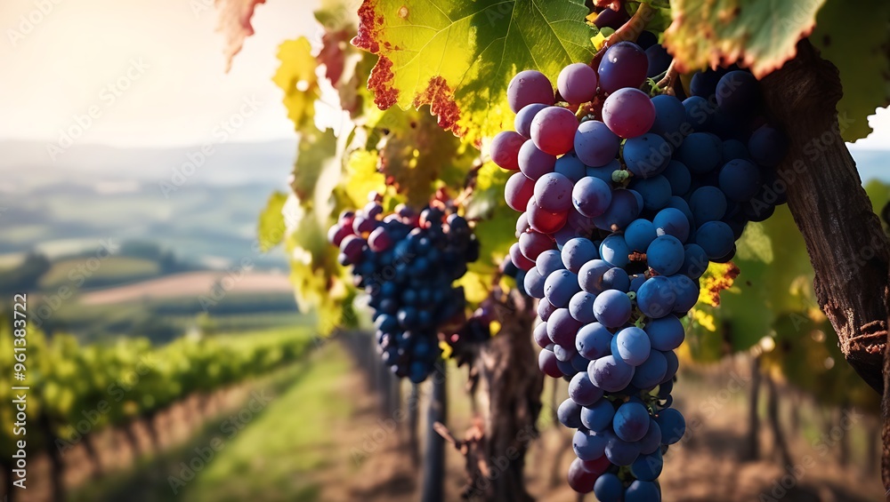 Naklejka premium Fresh ripe purple red Grapes