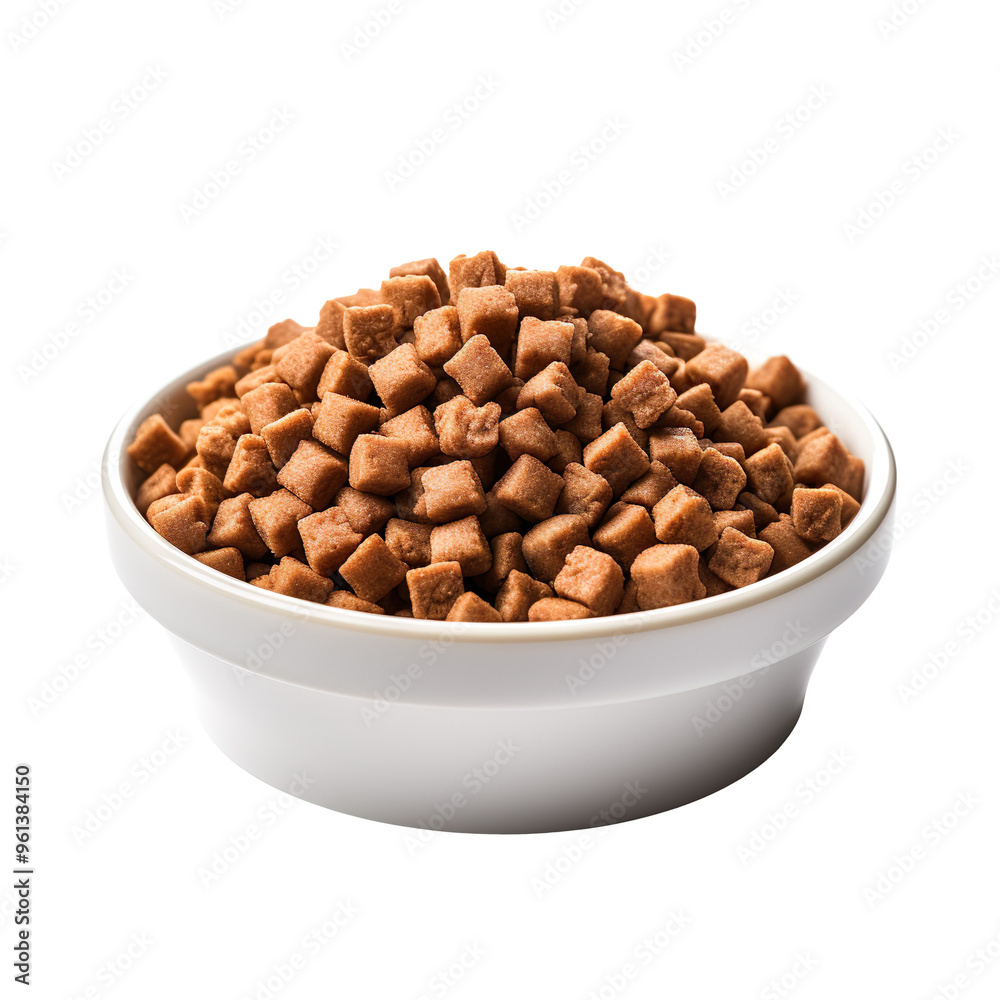 Dog food in a bowl isolated on transparent and white background Dog food in a bowl isolated on transparent and white background
