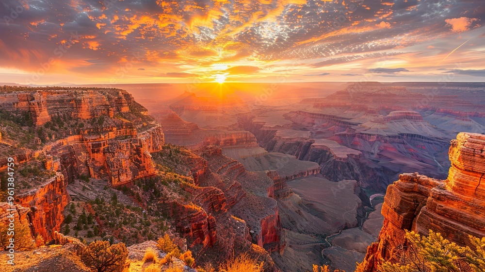 Obraz premium Grand Canyon Sunset Over Majestic Rock Formations
