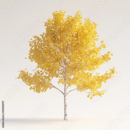 Illustration of a Populus Tremuloides tree in 3D on a transparent background photo