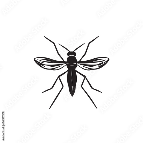 Mosquito in cartoon, doodle style . Image for t-shirt, web, mobile apps and ui. Isolated 2d vector illustration in logo, icon, sketch style, Eps 10, black and white. AI Generative