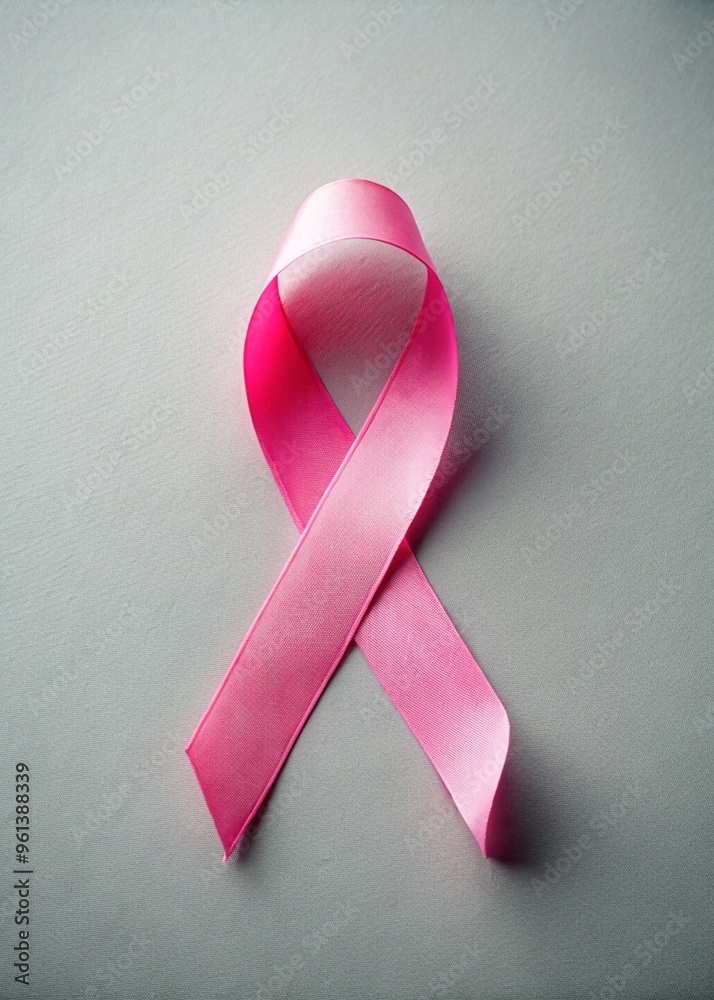 Pink Breast Cancer Awareness Ribbon on Neutral Background Pink Breast Cancer Awareness Ribbon on Neutral Background