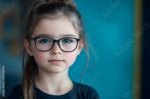 Smiling Girl with Glasses Looking at Us