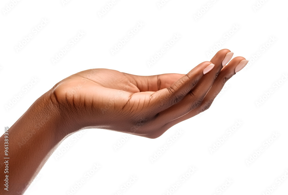 Close up Woman hand holding something, isolated in white background Close up Woman hand holding something, isolated in white background