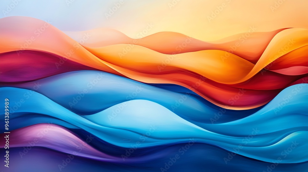 An abstract landscape featuring flowing waves of vibrant colors, evoking harmony and tranquility in a creative expression. An abstract landscape featuring flowing waves of vibrant colors, evoking harmony and tranquility in a creative expression.