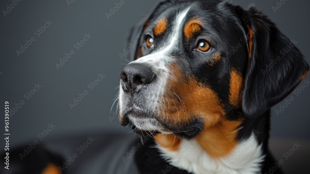 Close-up Portrait of a Majestic Bernese Mountain Dog Close-up Portrait of a Majestic Bernese Mountain Dog