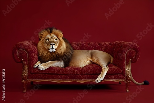 Majestic Lion Transformed into Opulent Sofa Centerpiece