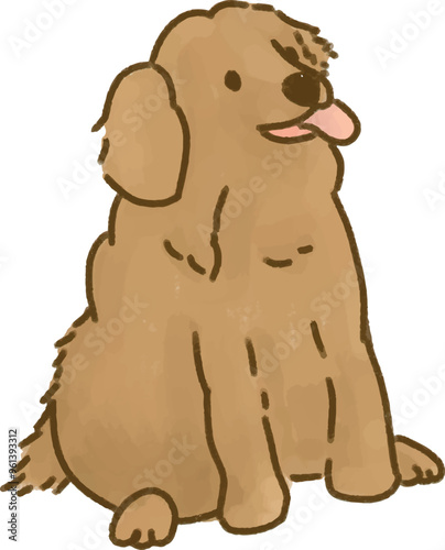 Golden retriever vector cute face watercolor style 