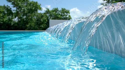 Symmetry in Poolside Water Features, Explore how symmetrical water features, such as fountains or waterfalls.