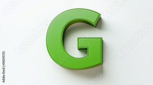 Volumetric letter "G", 3D format, on a white background, alphabet.