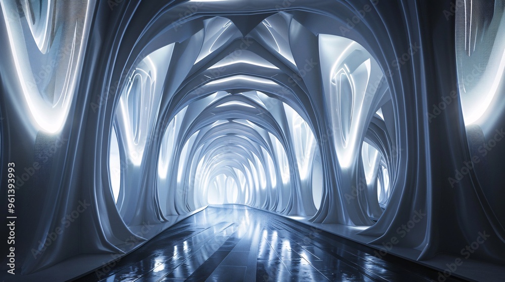 Futuristic Tunnel with Glowing Lights Futuristic Tunnel with Glowing Lights