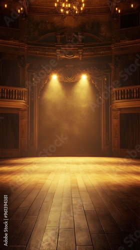 A bright light shining on an empty stage