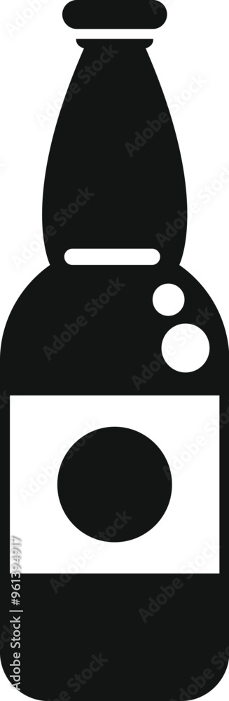 Bottle of beer with blank label standing up in black and white minimalist style Bottle of beer with blank label standing up in black and white minimalist style