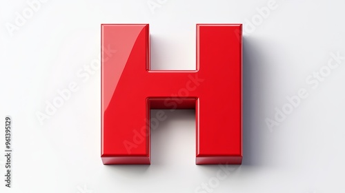 The letter "H" in 3D format, isolated on white background, part of the alphabet.