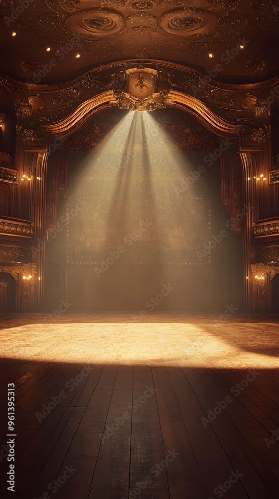 Fototapeta premium A bright light shining on an empty stage