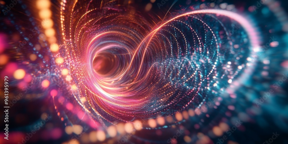 A glowing, abstract, swirling tunnel of light. A glowing, abstract, swirling tunnel of light.