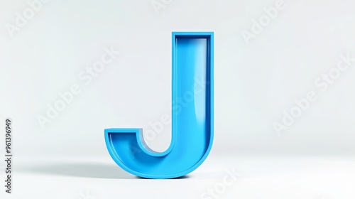 3D letter "J" on a white background, an isolated part of the alphabet.