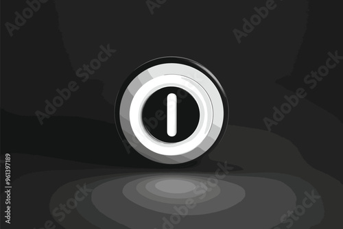 Monochrome Power Button Icon Isolated on White Background