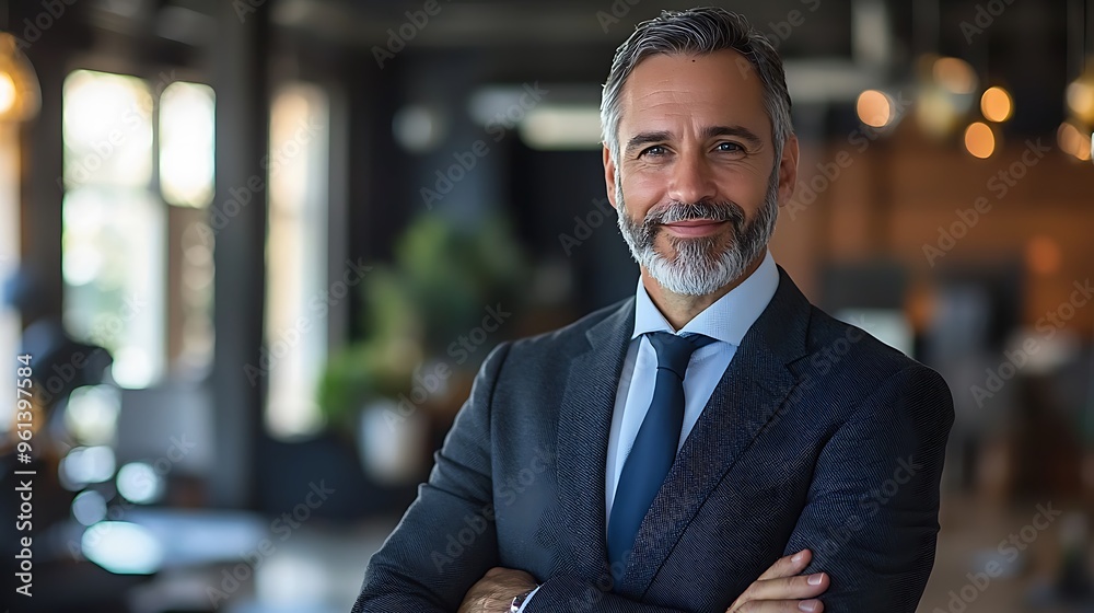 A smiling businessman in a suit looks directly at the camera, exuding confidence and approachability. A smiling businessman in a suit looks directly at the camera, exuding confidence and approachability.