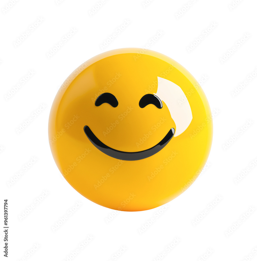 A shiny isolated on transparency PNG background, vibrant yellow smiley face emoji with a beaming smile and closed eyes, ideal for representing happiness, positivity A shiny isolated on transparency PNG background, vibrant yellow smiley face emoji with a beaming smile and closed eyes, ideal for representing happiness, positivity