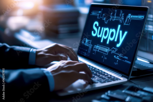Supply Chain Management - SCM concept banner with icons and a description of them. Aspects of Modern Company Logistics Processes. Business Challenges Design. Supply Chain Management - SCM illustration