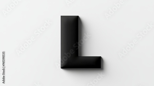 Isolated 3D letter "L" on white background, part of the alphabet.