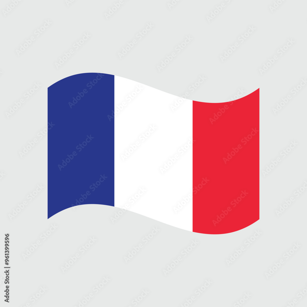 French national waving flag. Vector design