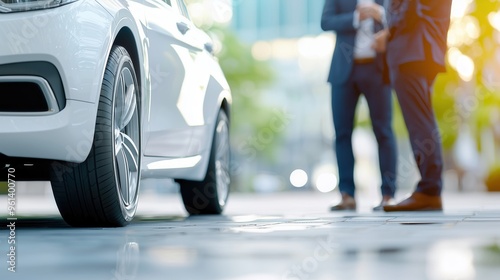 Wallpaper Mural Car insurance agent inspecting vehicle with customer, urban setting, safety and coverage concept, space for promotional text Torontodigital.ca