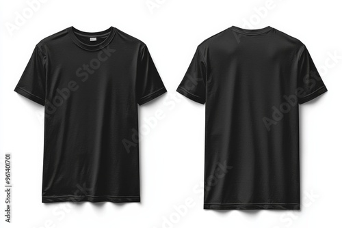 Black Tshirt Mockup Front and Back Isolated created with Generative AI