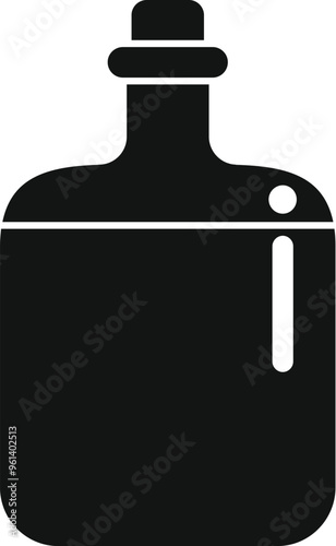 Simple vector icon of a vintage hip flask for alcohol, isolated on white background