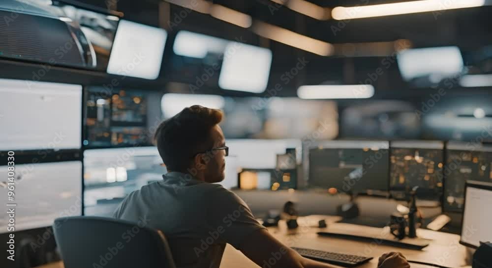 A person navigating a virtual workspace.
A person navigating a virtual workspace.