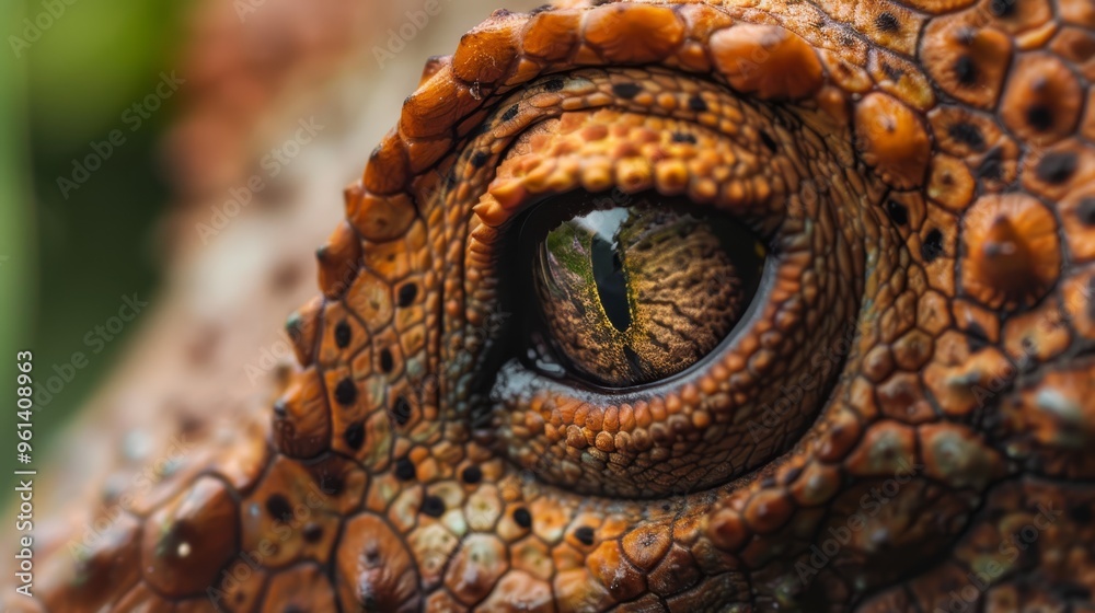A tight shot of one animal's eye mirroring a tree image in the reflective eye of another animal A tight shot of one animal's eye mirroring a tree image in the reflective eye of another animal