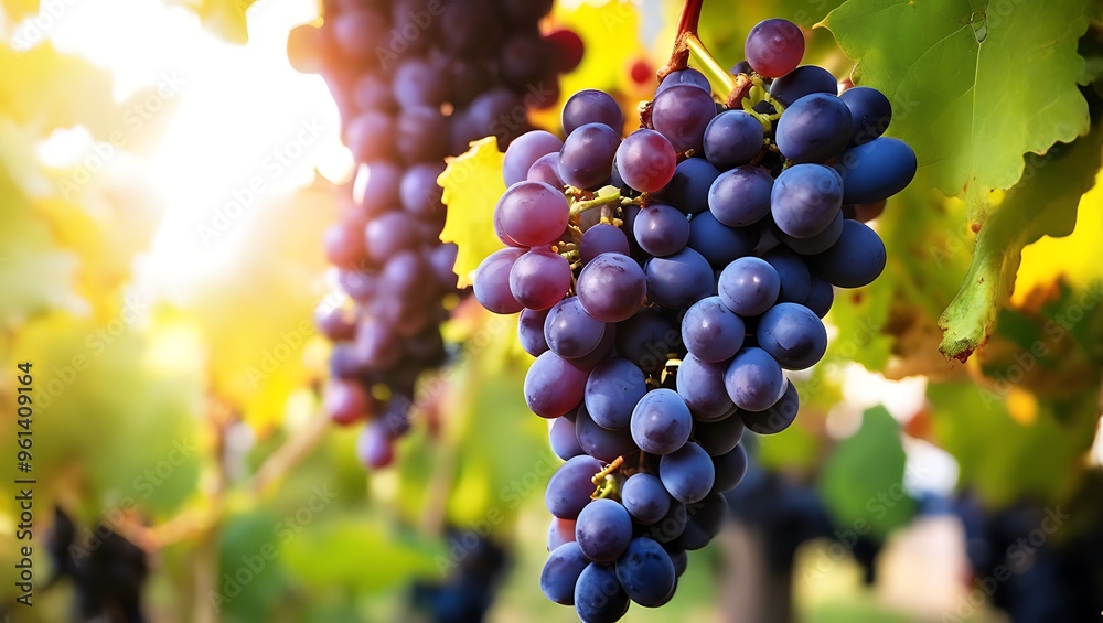 Naklejka premium Fresh ripe purple red Grapes