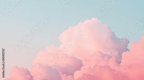 Pink and Blue Sunset Sky with Fluffy Clouds