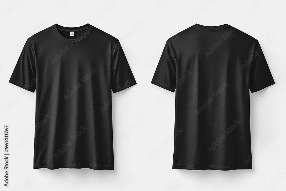Black Tshirt Mockup Front and Back Isolated created with Generative AI Black Tshirt Mockup Front and Back Isolated created with Generative AI