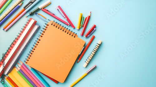 Back to School Supplies - Colorful Pencils, Pens and Notebooks