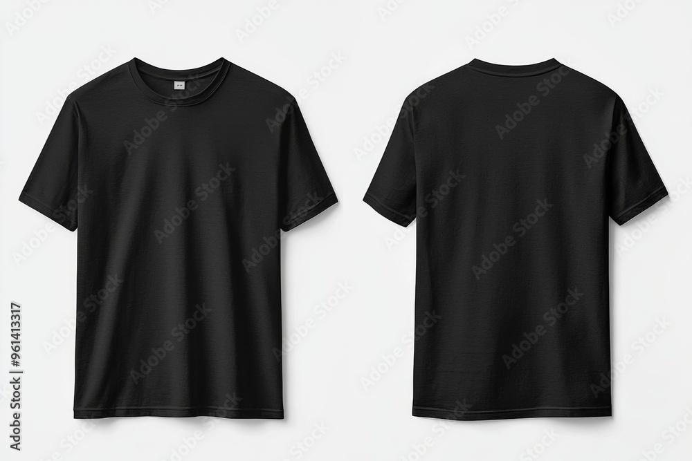 Black Tshirt Mockup Front and Back Isolated created with Generative AI Black Tshirt Mockup Front and Back Isolated created with Generative AI