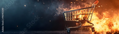 Burning Shopping Cart Symbo...